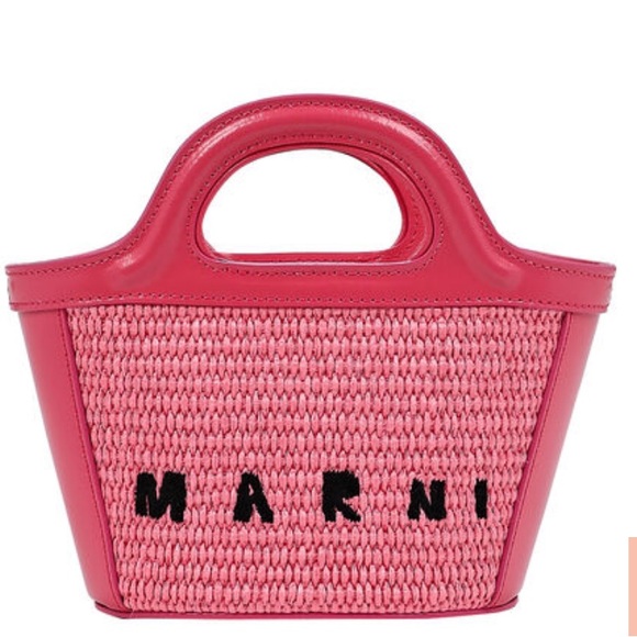 Marni Tropicalia Micro Leather-trimmed Rafia Tote - Picture 2 of 6